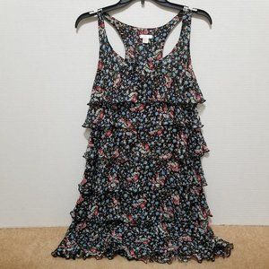Xhilaration dress Medium floral print tiered ruffle sleeveless chiffon lined